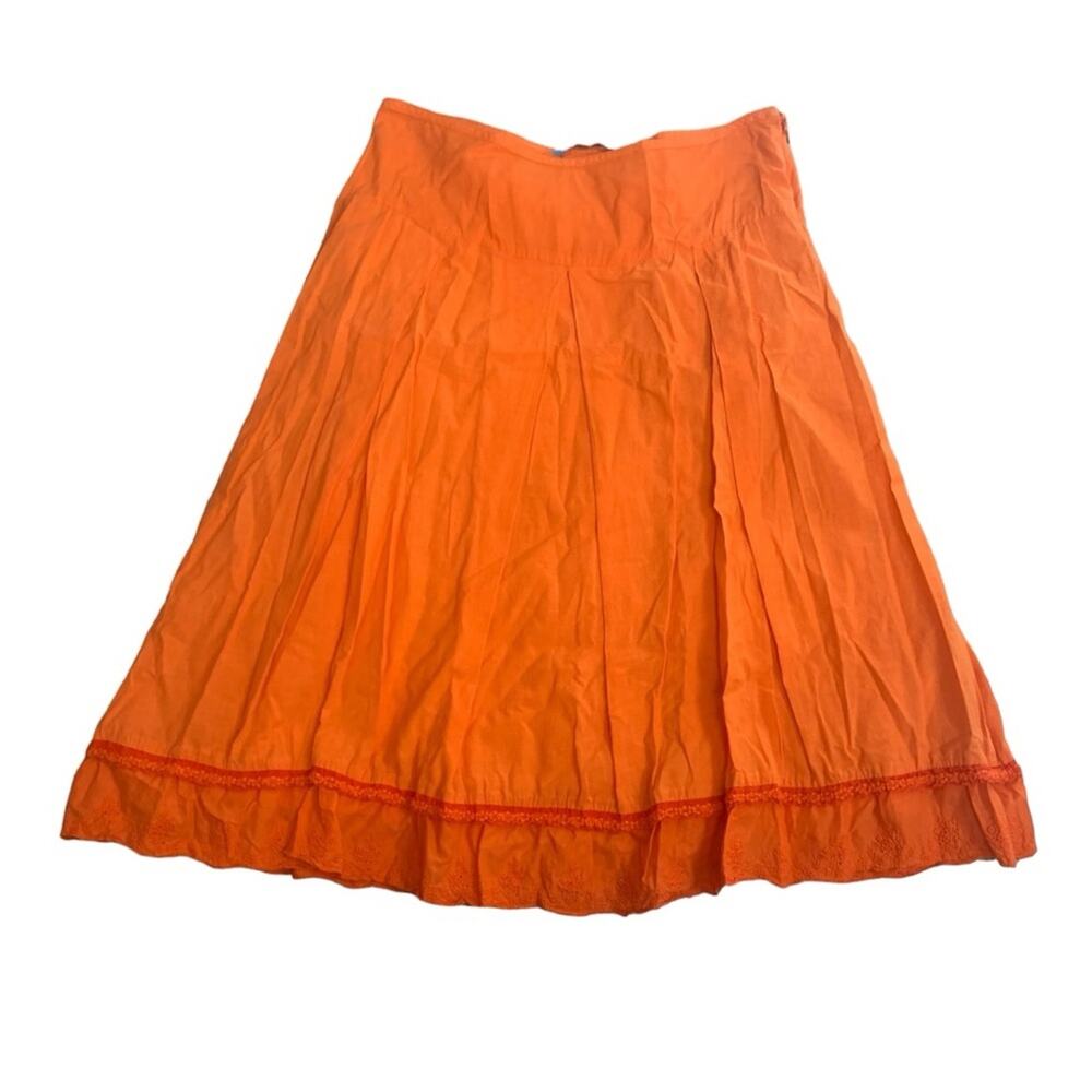 Johnny Was women's size 6 small skirt orange vintage USA embroidered floral